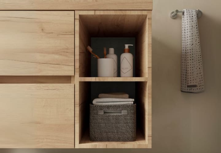 Conjunto mueble de baño con lavabo sobre encimera Salgar Bequia Detalle 5