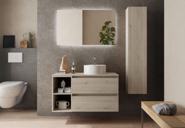 Conjunto mueble de baño con lavabo sobre encimera Salgar Bequia Principal 4