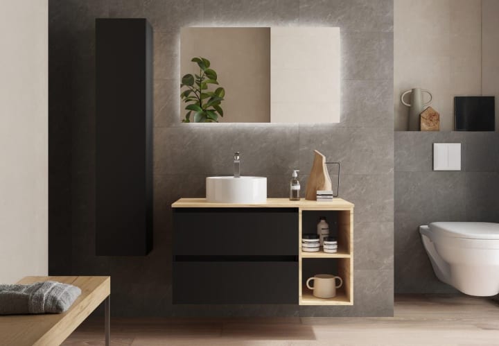 Conjunto mueble de baño con lavabo sobre encimera Salgar Bequia Principal 1