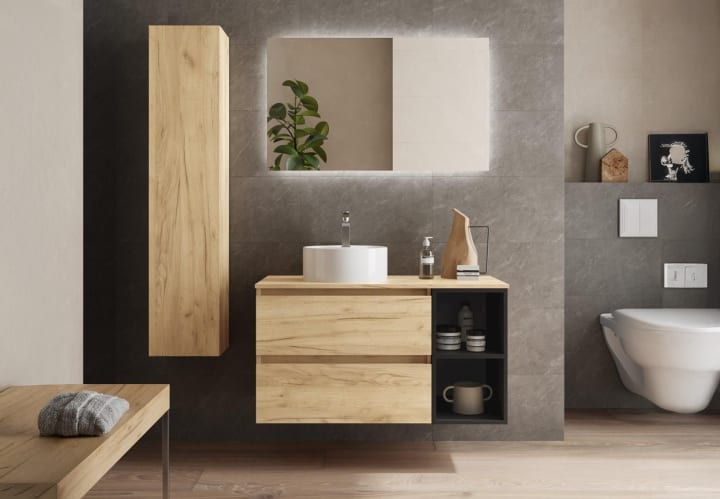 Conjunto mueble de baño con lavabo sobre encimera Salgar Bequia Principal 3