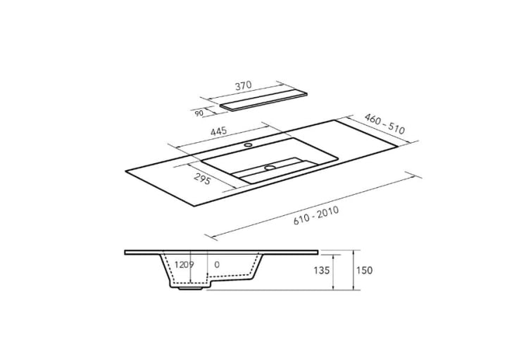 Lavabo encastrado Bruntec Miami Croquis 1