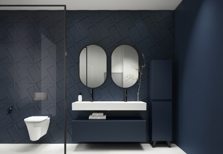 Lavabo encastrado para dos grifos de un seno 12 cm alto Viso Lila Ambiente 2