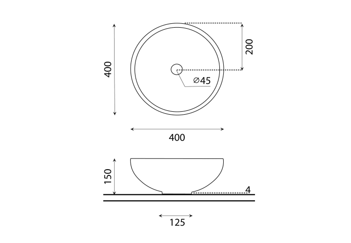 Lavabo sobre encimera Bathco New Lys Croquis 1