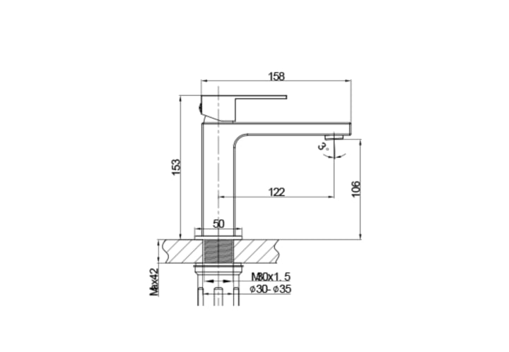 Grifo de lavabo GME Orion Croquis 2