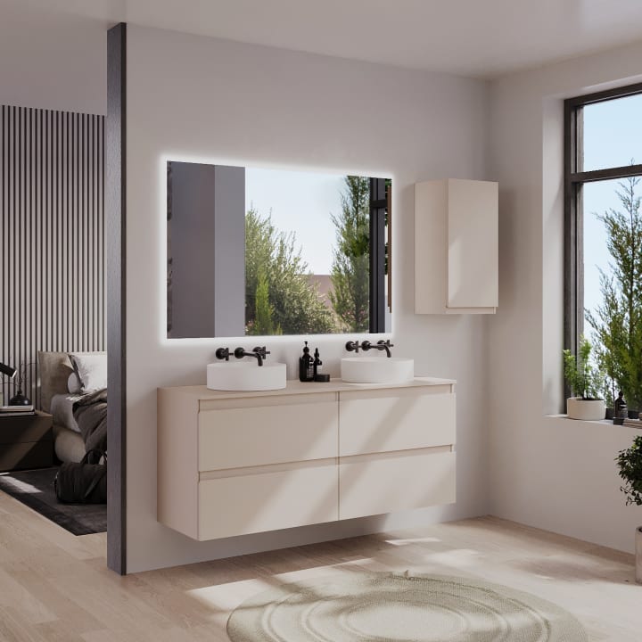 Mueble de baño MDF lacado con encimera de madera Bruntec Vilma Principal 1