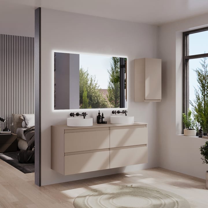 Mueble de baño MDF lacado con encimera de madera Bruntec Vilma Principal 2
