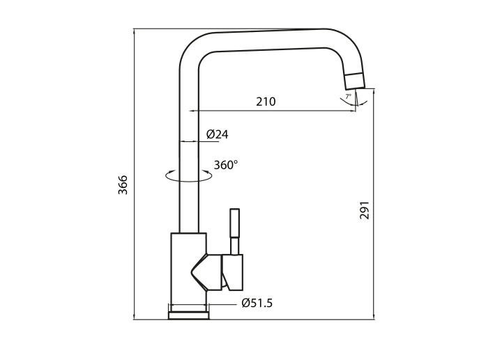 Grifo de cocina GME Noah Croquis 8