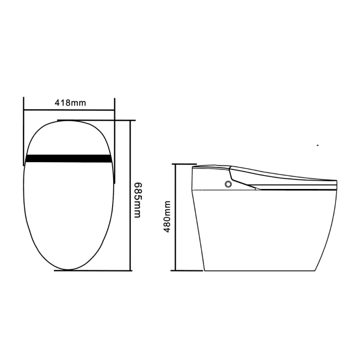 Inodoro japonés inteligente Nashi Yaiza Plus Croquis 11