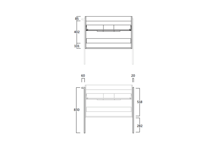 Mueble de baño Coycama Galsaky industrial Croquis 11