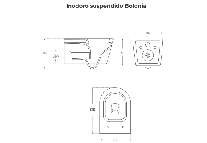 Pack inodoro + cisterna empotrada + pulsador Fossil Natura Bolonia Croquis 4