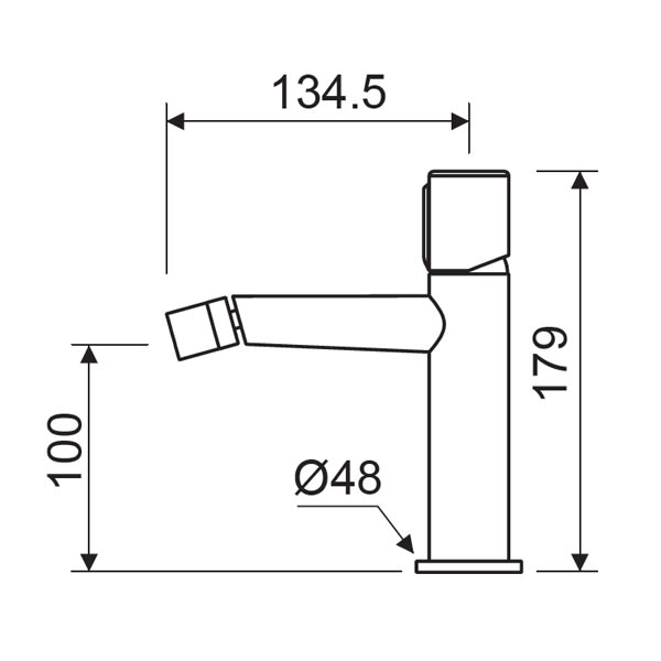 Grifo de bidé Lluvibath Tívoli Croquis 2