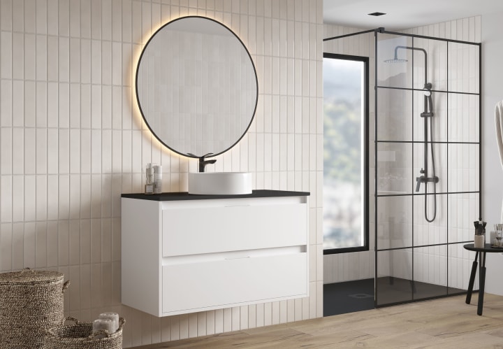 Mueble de baño con encimera Piedra Compactada negra Bruntec Artemisa Principal 5