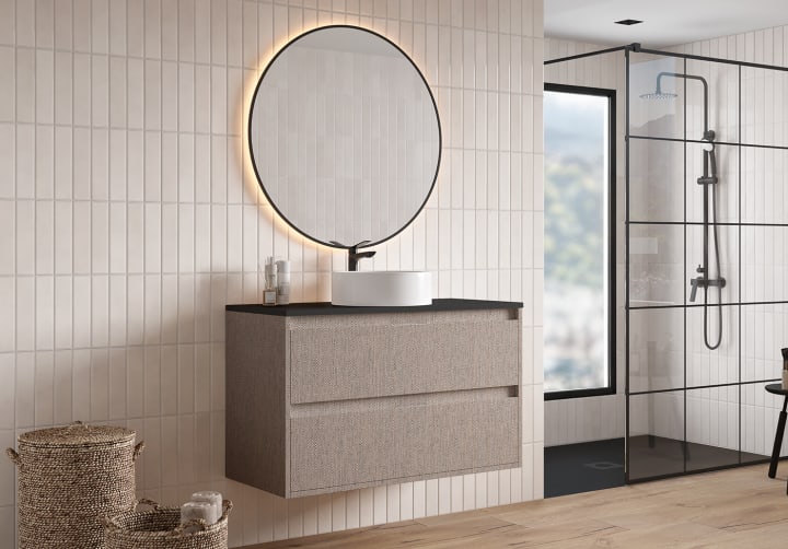 Mueble de baño con encimera Piedra Compactada negra Bruntec Artemisa Principal 6