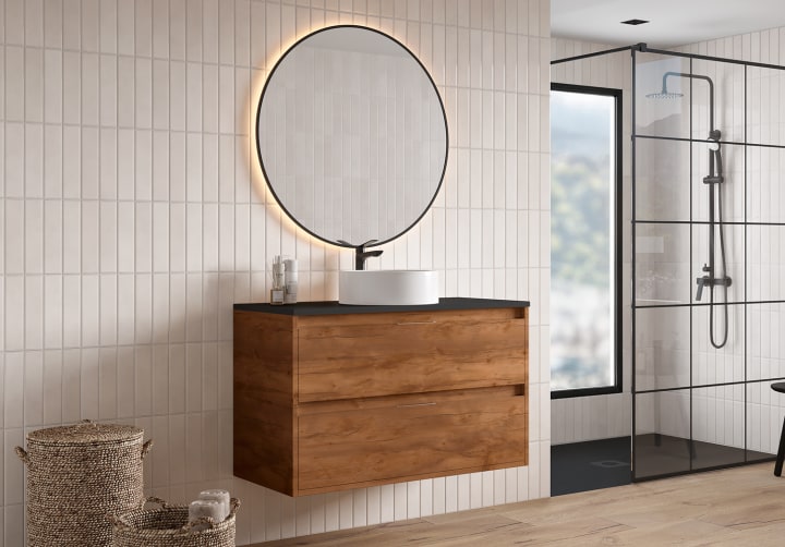 Mueble de baño con encimera Piedra Compactada negra Bruntec Artemisa Principal 8