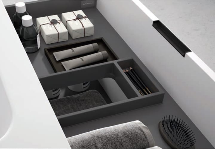 Mueble de baño con encimera Piedra Compactada negra Bruntec Artemisa Detalle 6