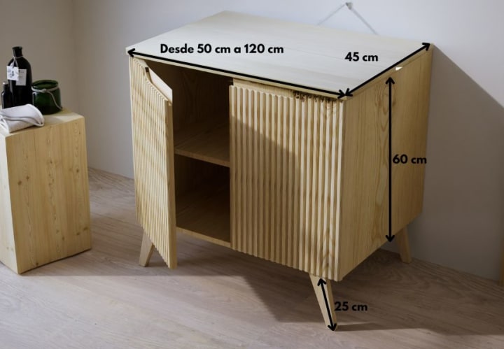 Mueble de baño con encimera de madera maciza con patas Bruntec Alpes 14 Croquis 4