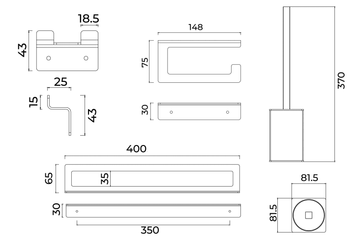 Conjunto de accesorios de baño Medimex Form Croquis 10