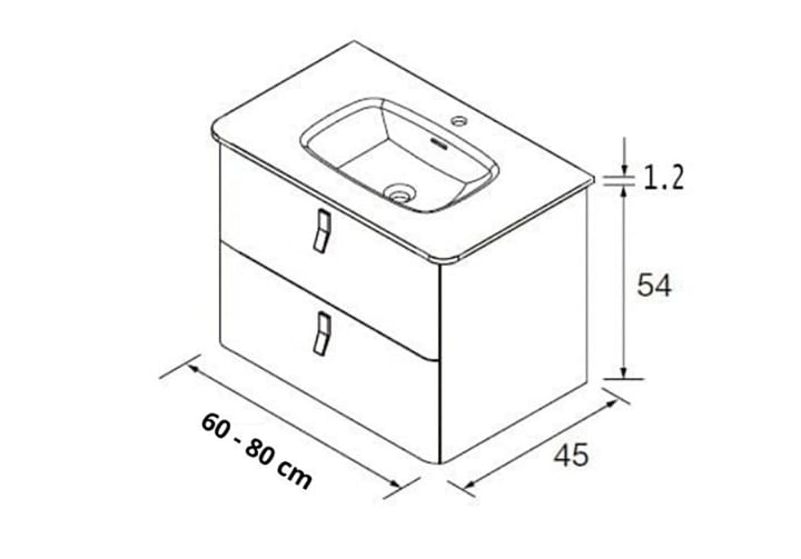 Conjunto mueble de baño con lavabo de ceramica Salgar Uniiq Croquis 7