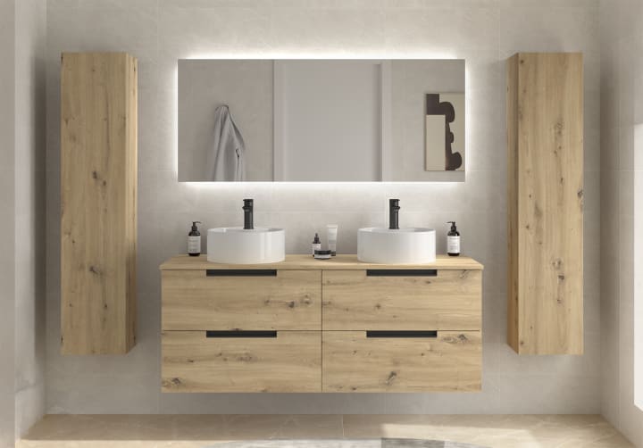 Conjunto mueble de baño Salgar Leni con lavabo sobre encimera Principal 2