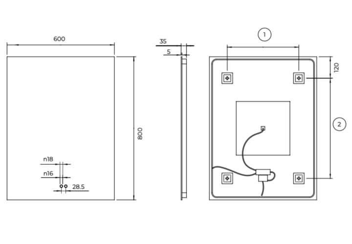 Espejo de baño con luz LED Ledimex Italia Croquis 9