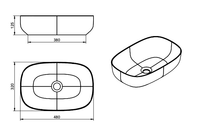 Lavabo sobre encimera Viso Artic Croquis 2