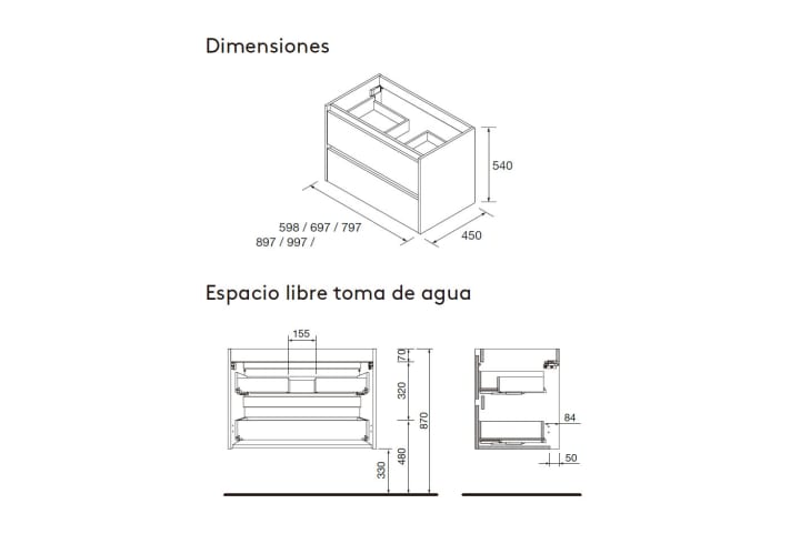 Conjunto mueble de baño Salgar Noja Croquis 29