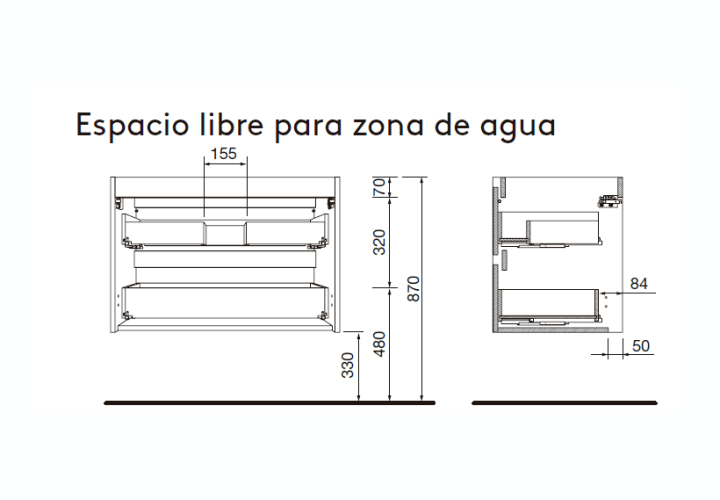 Conjunto mueble de baño Salgar Attila Croquis 11
