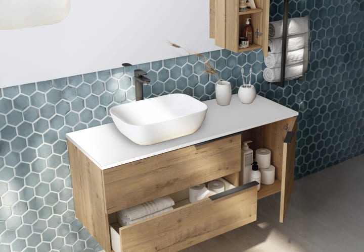 Mueble de baño con encimera de Solid Surface Bruntec Coban Detalle 2