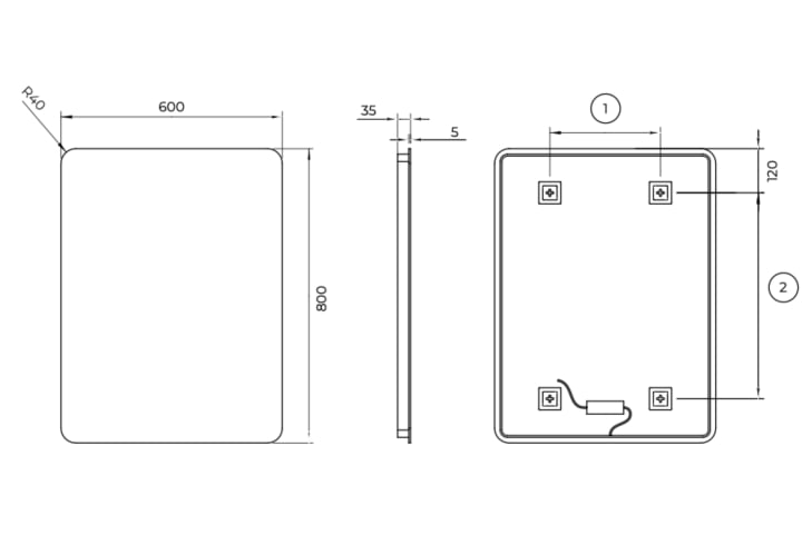 Espejo de baño con luz LED Ledimex Dinamarca Croquis 11