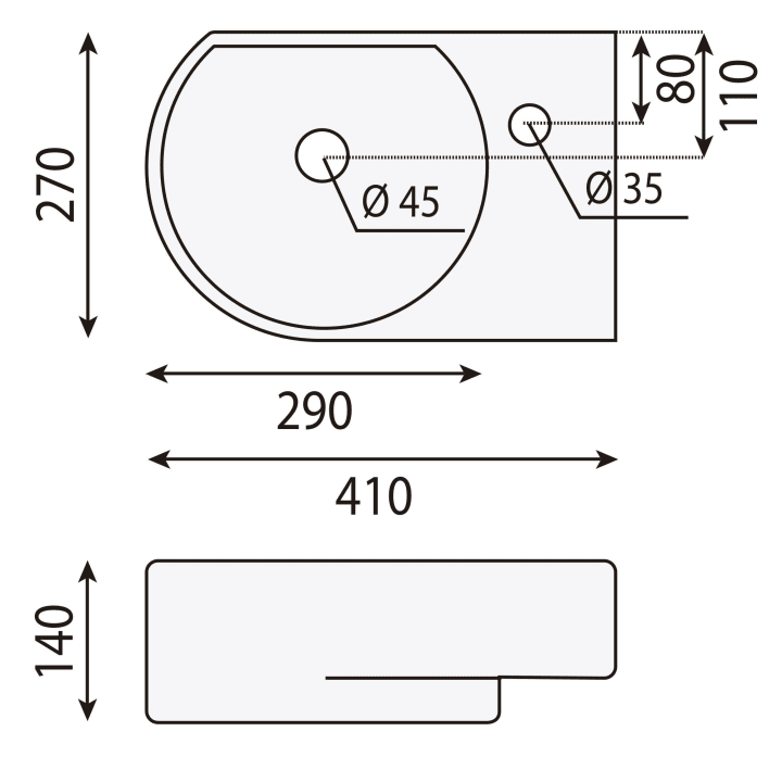 Lavabo suspendidos Bruntec Valencia Croquis 2