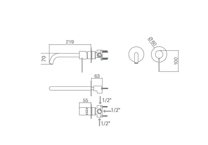 Grifo de lavabo empotrado Moscu Imex Croquis 2