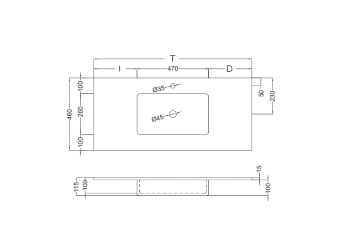 Lavabo encastrado Coycama Mara Masai Croquis 18
