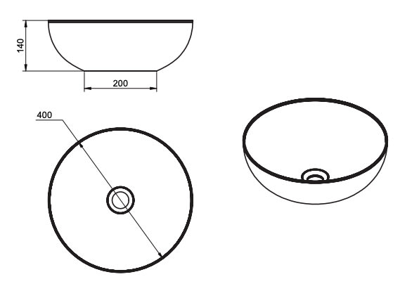 Lavabo sobre encimera Viso Assen Croquis 2