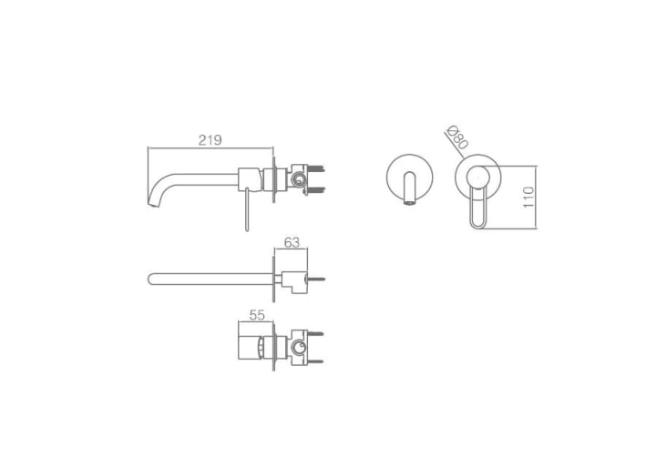 Grifo de lavabo empotrado Imex Etna Croquis 15