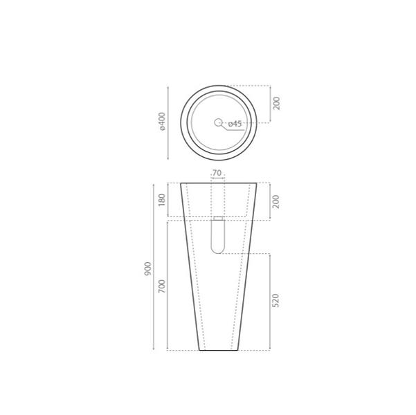 Lavabos de pie Bathco Java Croquis 4
