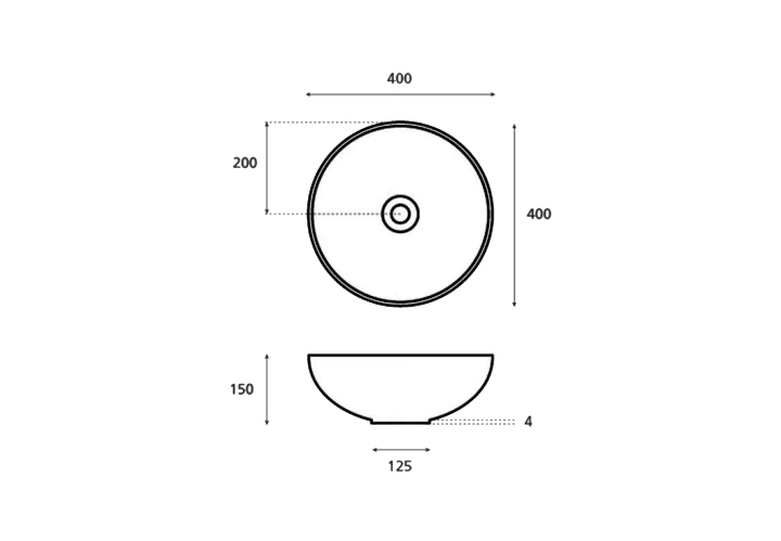 Lavabo sobre encimera Bathco New Lys Croquis 1