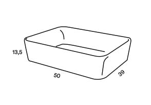 Lavabo sobre encimera fondo reducido 48 cm Viso Iria Croquis 2