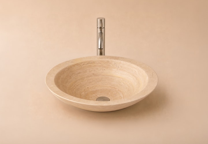 Lavabo de mármol natural Bruntec Cónico Ambiente 2