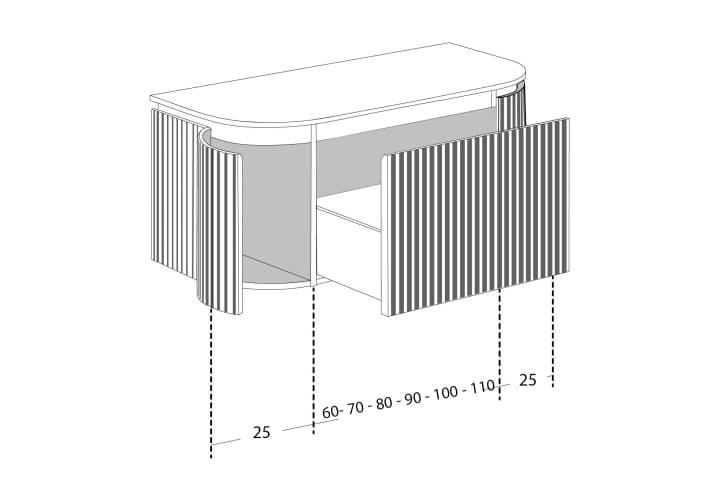 Mueble de baño madera varias medidas maciza de fresno con encimera Solid Surface Bruntec Neo Curve Croquis 3