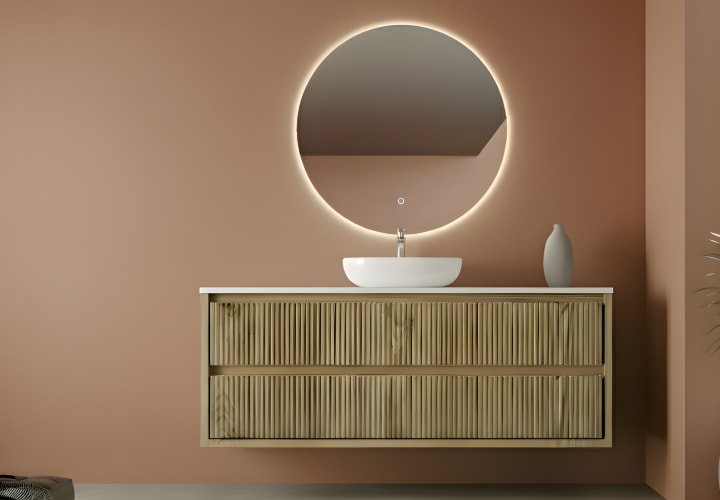 Mueble de baño madera maciza con encimera solid surface Bruntec Alpes 19 Principal 1