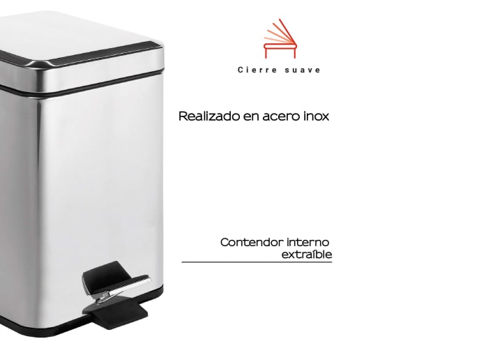 Papelera de baño Gedy Argenta Detalle 2