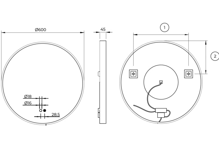 Espejo de baño con luz LED Ledimex Nepal Croquis 9