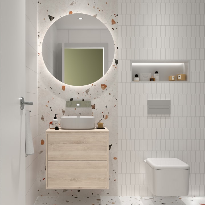 Conjunto mueble de baño con encimera de madera Salgar Optimus Ambiente 5