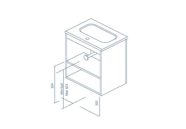 Conjunto completo mueble de baño fondo reducido 35 cm Royo Street Croquis 9
