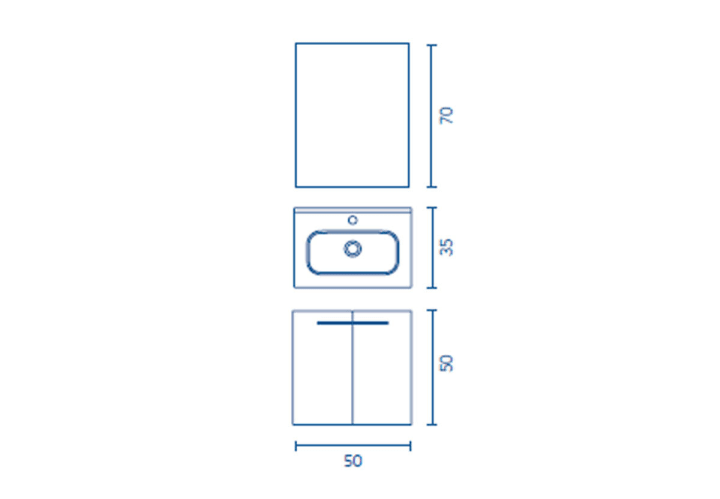 Conjunto completo mueble de baño fondo reducido 35 cm Royo Street Croquis 10