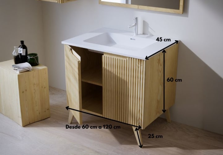 Conjunto de mueble de baño de madera maciza Bruntec Alpes 14 Croquis 5