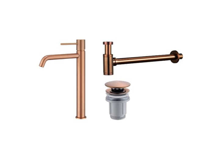 Pack Grifo de lavabo caño alto Imex Monza + Válvula click-clack + Sifón visto redondo Principal 4