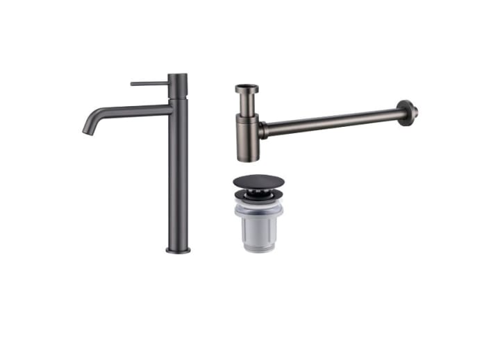 Pack Grifo de lavabo caño alto Imex Monza + Válvula click-clack + Sifón visto redondo Principal 2