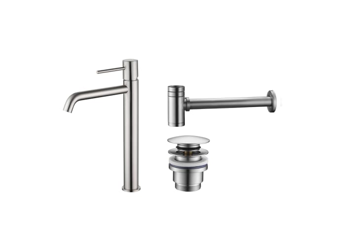 Pack Grifo de lavabo caño alto Imex Monza + Válvula click-clack + Sifón visto redondo Principal 5