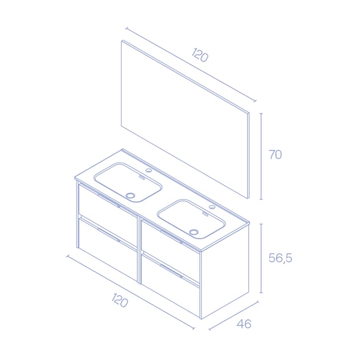 Conjunto mueble de baño Amizuva Suki Croquis 9